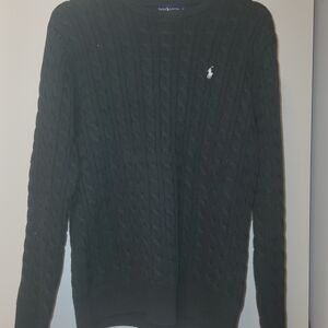 Ralph Lauren Men's Black Cable Knit Sweater